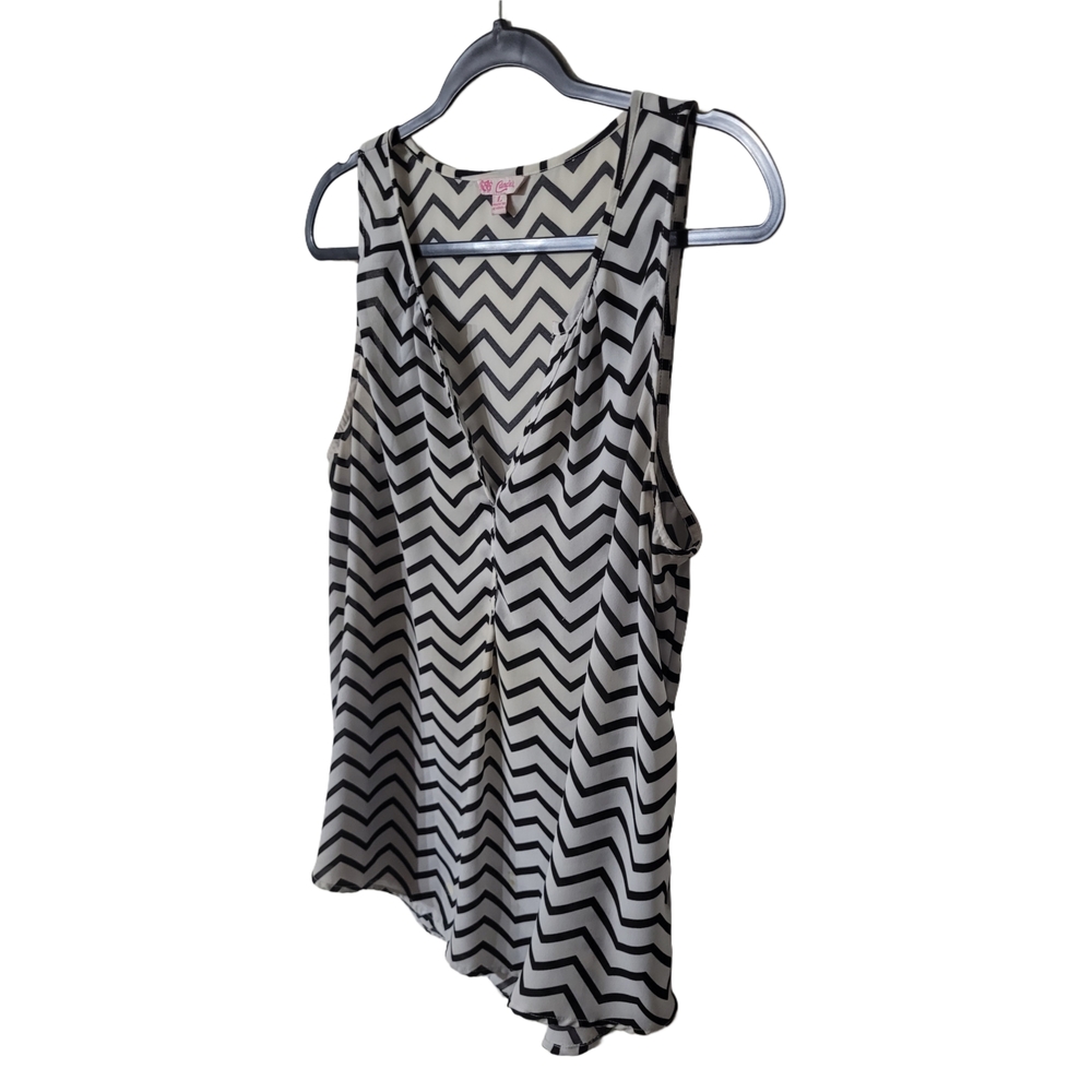 Candie's Black and White Chevron Tank Top Size Large - Picture 3 of 6